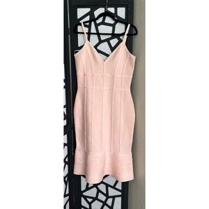 Beautiful blush peach colored Venus flattering dress